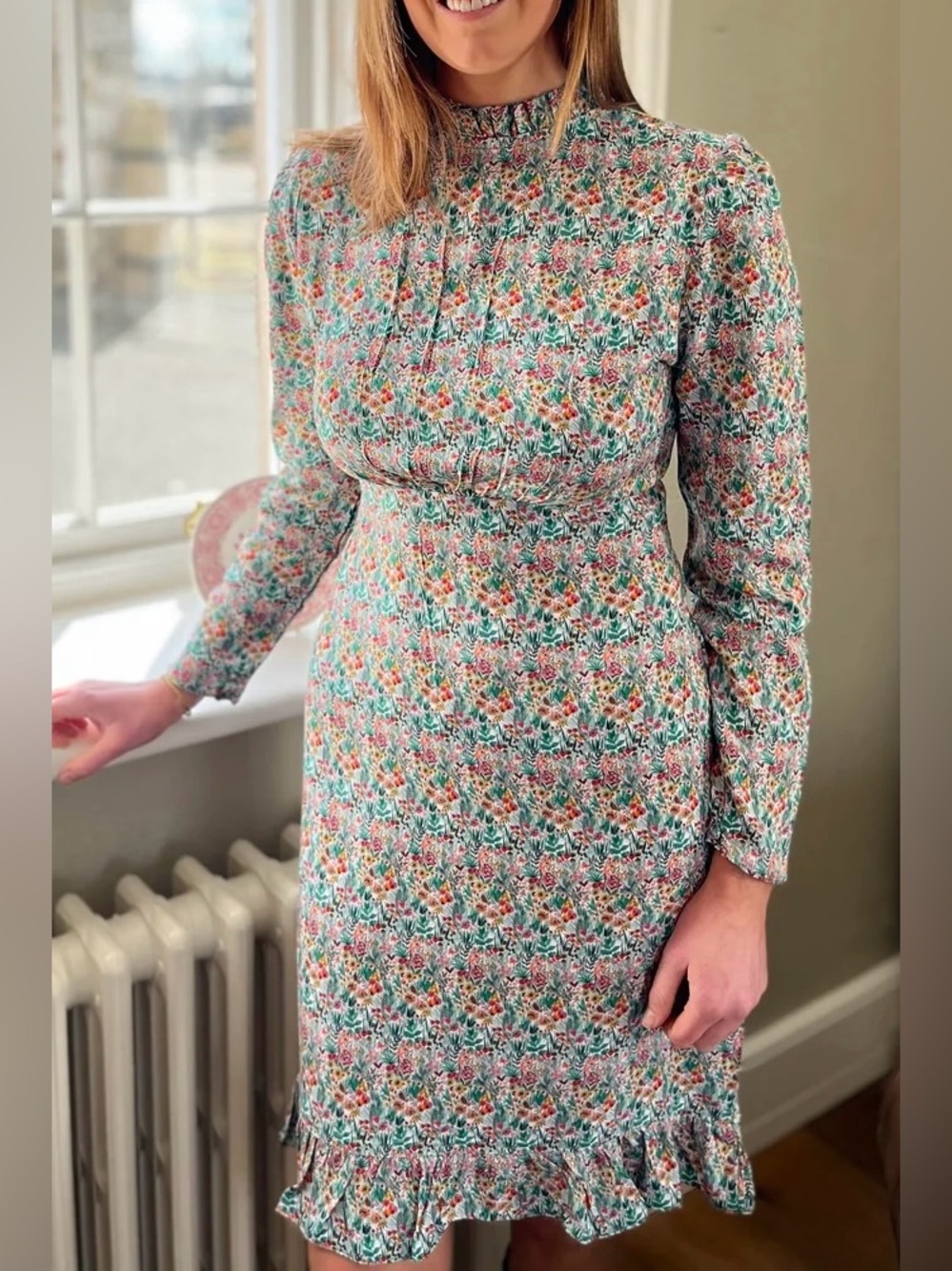 Hartwell Ruby Dress Summer Flowers Floral Smocked Mini 100% luxury viscose
